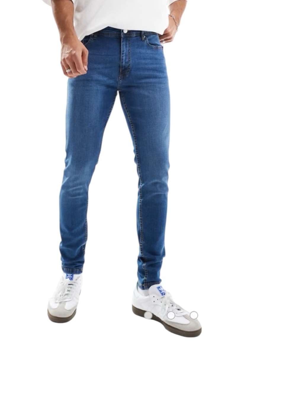 DTT" (Don't Think Twice) ASOS mid blue stretch skinny fit jeans. 34X32